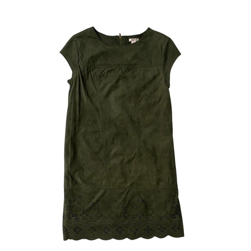 Xhilaration Whimsigoth 70s Revival Moody Dark Green Eyelet Suede Mini Dress